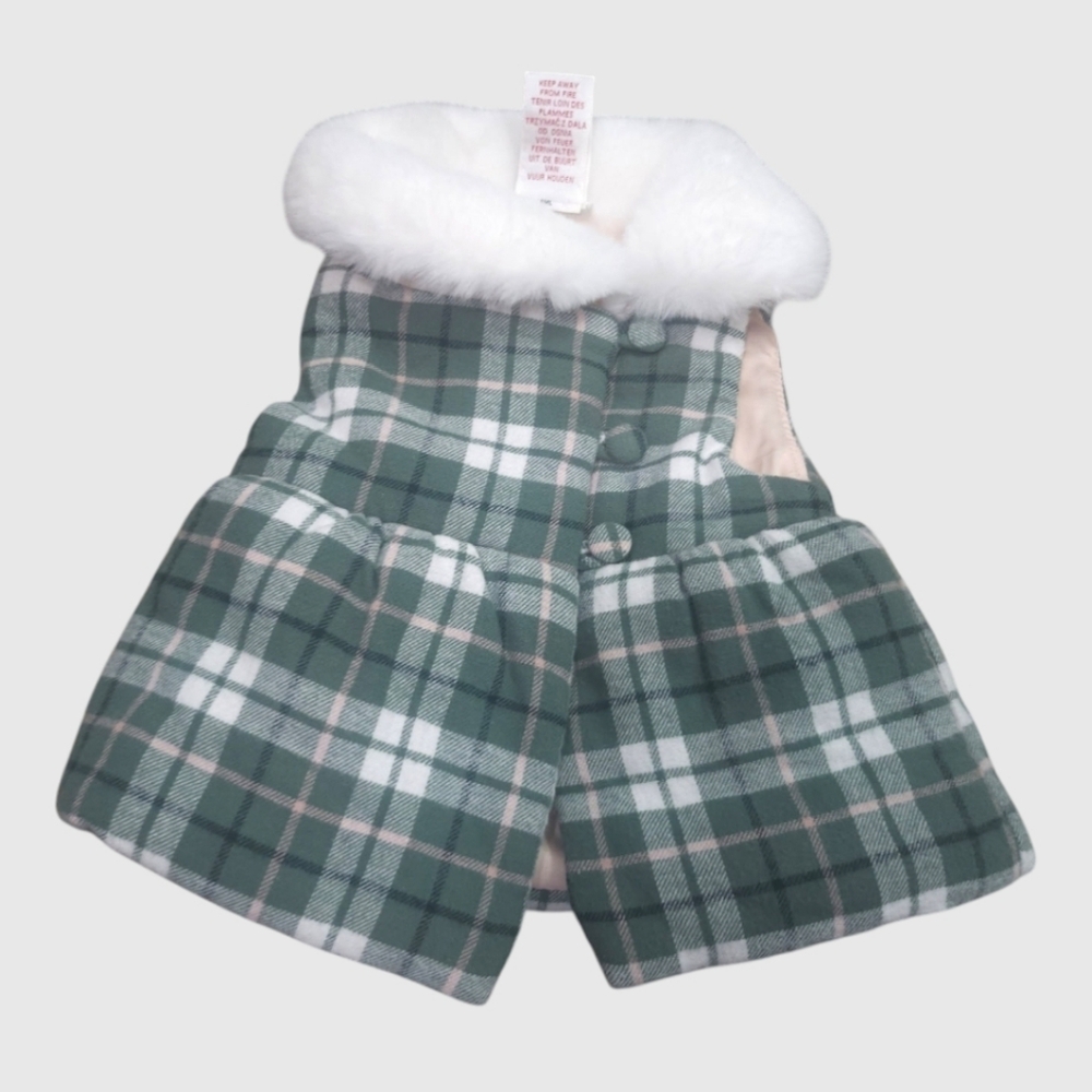 Max Studio Girl's Plaid Vest with Faux Fur Collar & Charlotte & Star Jeggings